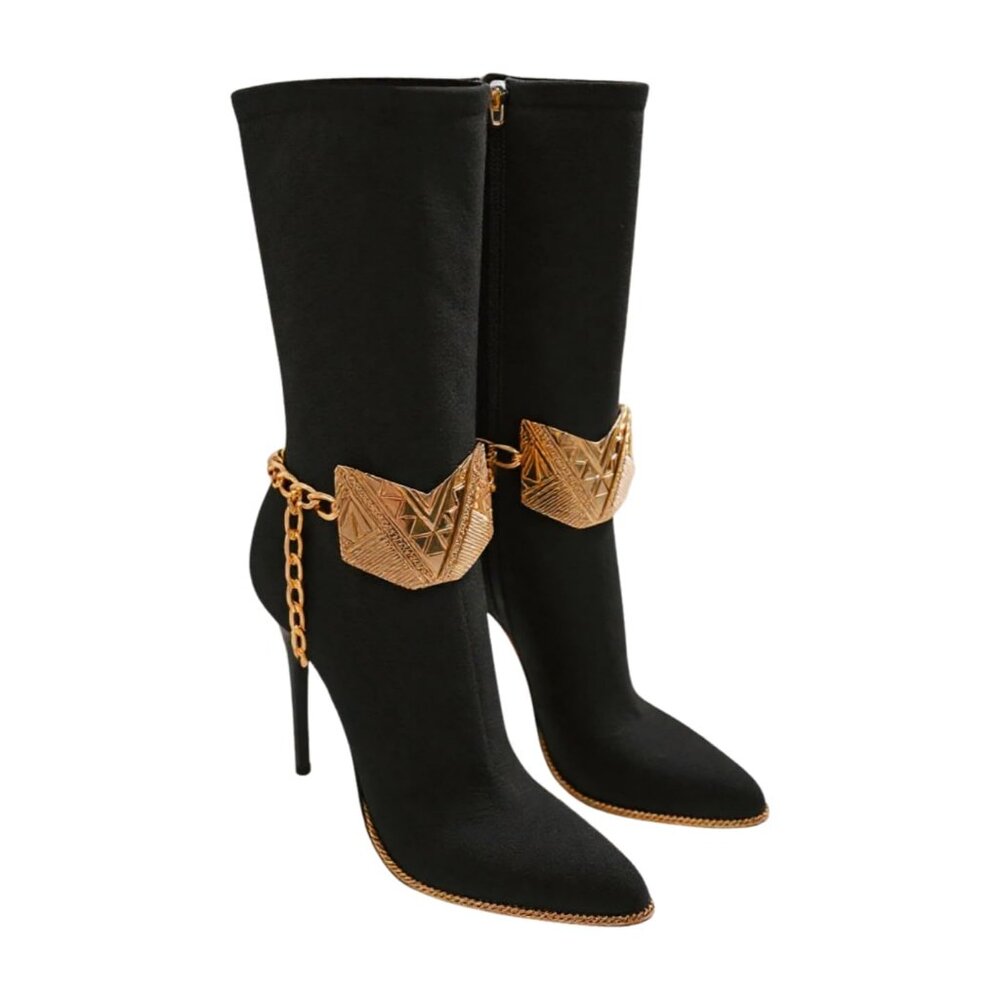 Women Gold Boot Chain 2 Bracelets Shoe Arrowhead Charm Ethnic Fashion Anklet SET
